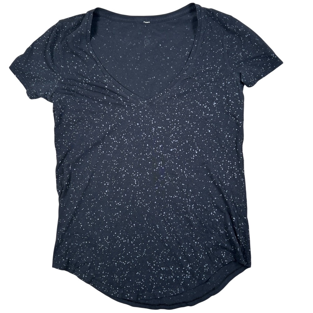Lululemon V-Neck Tee Women XS/S Black Speckled Athleisure Activewear Performance